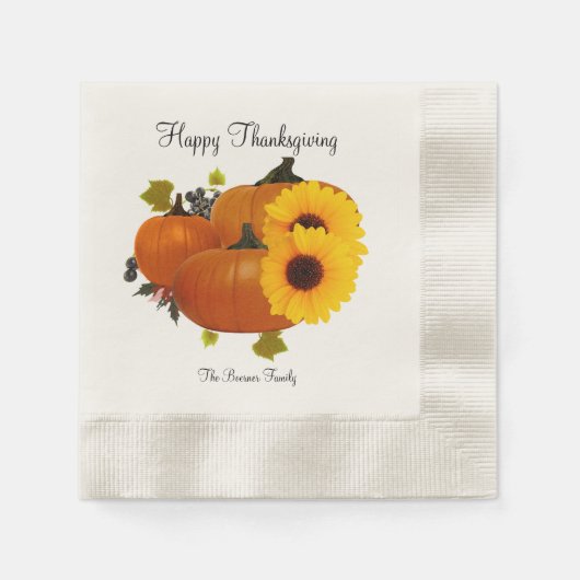 Happy Thanksgiving Paper Party Napkins Serviette (Vorderseite)