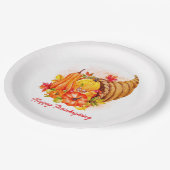 Happy Thanksgiving Paper Plate Pappteller (Schrägansicht)