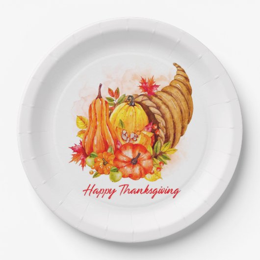 Happy Thanksgiving Paper Plate Pappteller (Vorderseite)