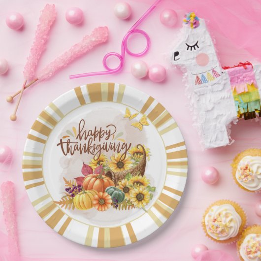 Happy Thanksgiving Paper Plate Pappteller (Party)