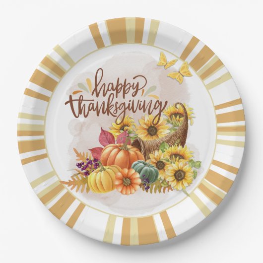 Happy Thanksgiving Paper Plate Pappteller (Vorderseite)