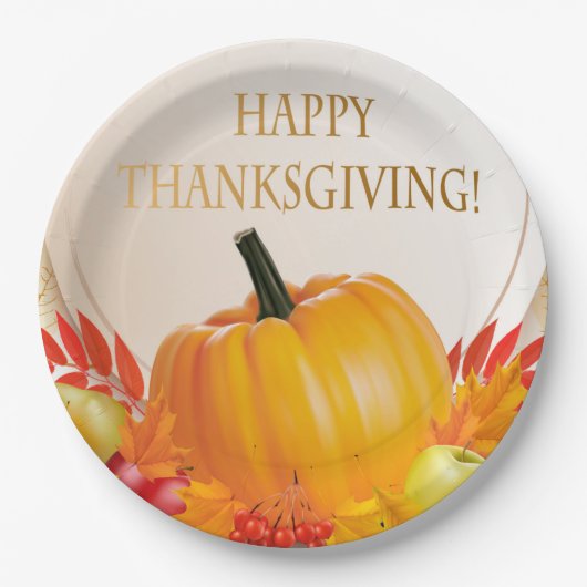 Happy Thanksgiving Paper Plate Pappteller (Vorderseite)