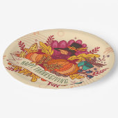 Happy Thanksgiving Paper Plate Pappteller (Schrägansicht)