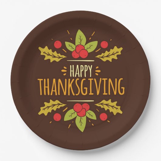 Happy Thanksgiving Paper Plate Pappteller (Vorderseite)