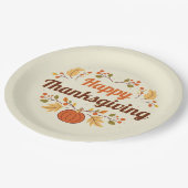 Happy Thanksgiving Paper Plate Pappteller (Schrägansicht)
