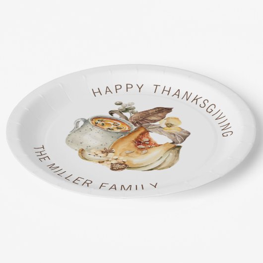 Happy Thanksgiving Pappteller (Schrägansicht)