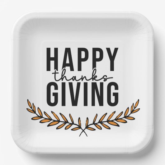 Happy Thanksgiving Pappteller (Vorderseite)