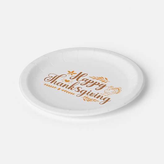 Happy Thanksgiving Pappteller (Schrägansicht)