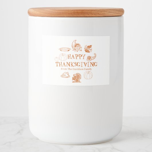 Happy Thanksgiving, passen Sie Familienname-Favori Lebensmitteletikett (Vorderseite)