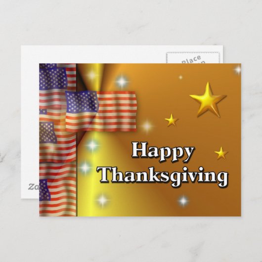 Happy Thanksgiving Patriotic Feiertagspostkarte (Vorne/Hinten)