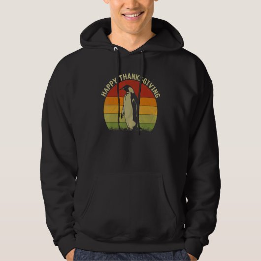 Happy Thanksgiving Penguin Cute Thanksgiving Cost Hoodie (Vorderseite)