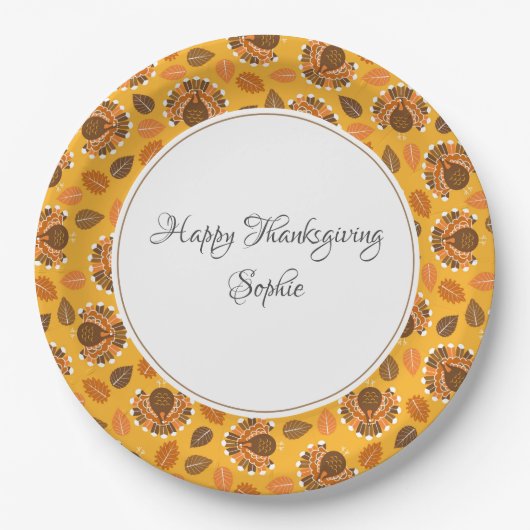 Happy Thanksgiving Personalisiert Pappteller (Vorderseite)