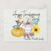 Happy Thanksgiving Personalisierter Wasserfarbenkü Postkarte (Vorderseite)