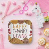 Happy Thanksgiving Pie Pumpkin Pie Apple Pie Pappteller (Party)