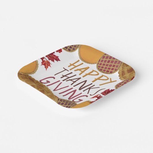 Happy Thanksgiving Pie Pumpkin Pie Apple Pie Pappteller (Gewinkelt)