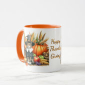 Happy Thanksgiving Pilgrim Cat Tasse (Vorderseite Links)