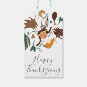 Happy Thanksgiving Pilgrim Fall Greenery Doodles Geschenkanhänger (Vorderseite)