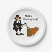 Happy Thanksgiving Pilgrim in der Türkei Pappteller (Vorderseite)