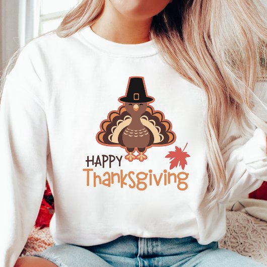 Happy Thanksgiving Pilgrim Türkei Sweatshirt