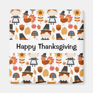 Happy Thanksgiving Pilgrims ernten Muster Magnet