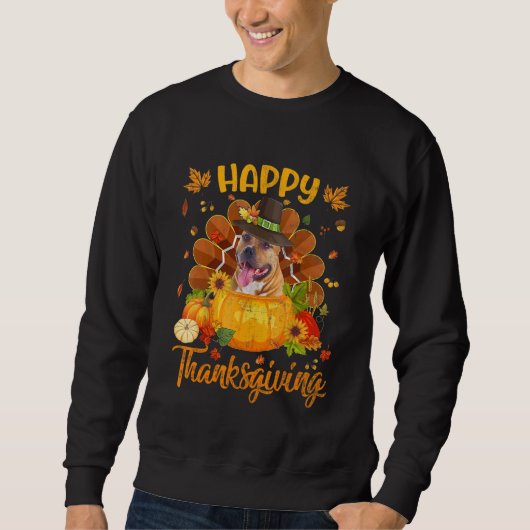 Happy Thanksgiving Pitbull Dog Turkey Pumpkin Sweatshirt (Vorderseite)