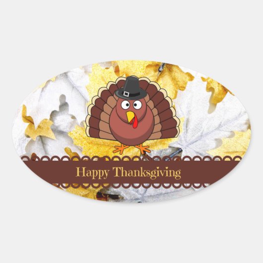 Happy Thanksgiving, populäres Design, Oval Sticker (Vorderseite)
