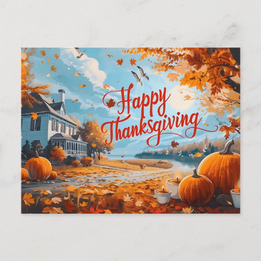 Happy Thanksgiving Postcard Feiertagspostkarte (Vorderseite)