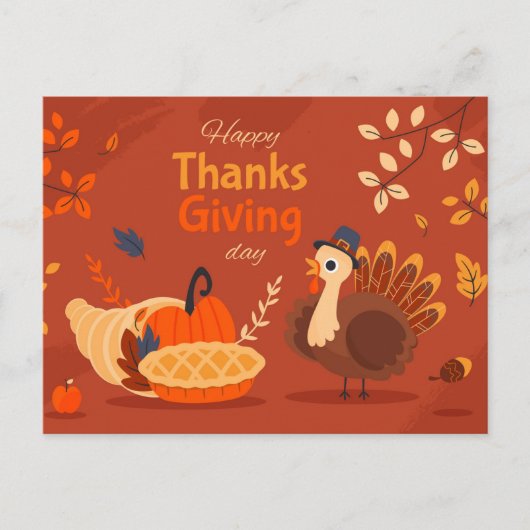 Happy Thanksgiving Postcard Postkarte (Vorderseite)