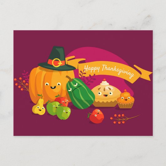 Happy Thanksgiving Postcard Postkarte (Vorderseite)