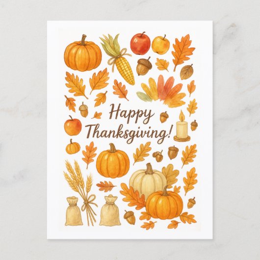 Happy Thanksgiving Postcard Postkarte (Vorderseite)