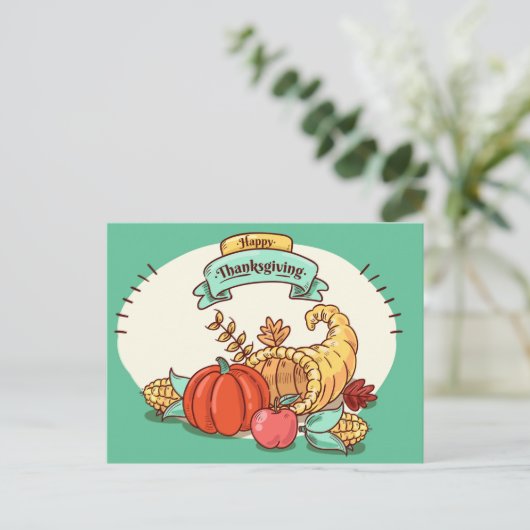 Happy Thanksgiving Postkarte (Stehend Vorderseite)