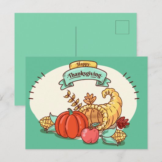 Happy Thanksgiving Postkarte (Vorne/Hinten)