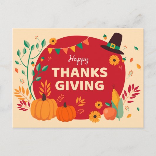 Happy Thanksgiving Postkarte (Vorderseite)