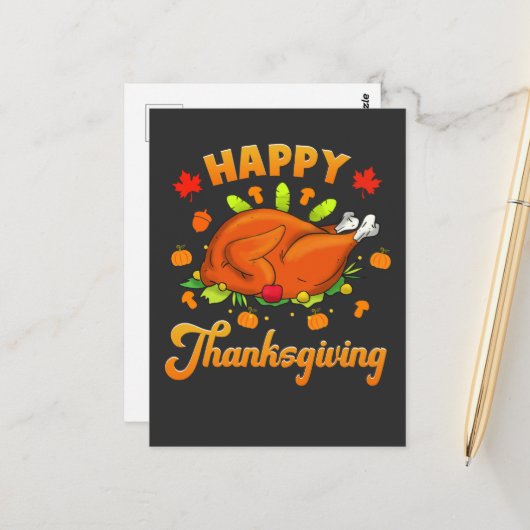 Happy Thanksgiving Postkarte (Vorderseite/Rückseite Beispiel)