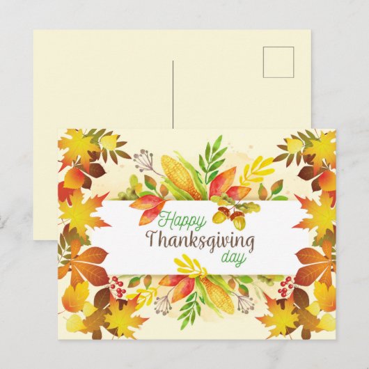 Happy Thanksgiving Postkarte (Vorne/Hinten)