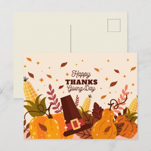 Happy Thanksgiving Postkarte (Vorne/Hinten)