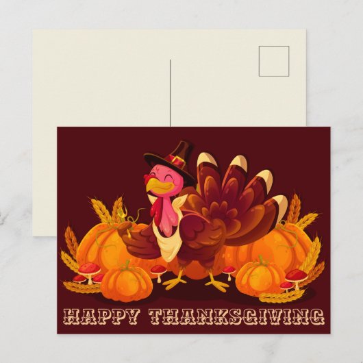 Happy Thanksgiving Postkarte (Vorne/Hinten)