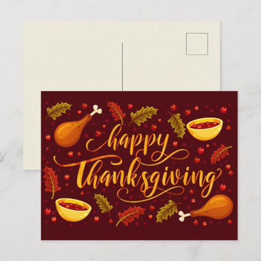 Happy Thanksgiving Postkarte (Vorne/Hinten)