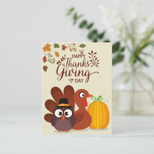 Happy Thanksgiving Postkarte (Stehend Vorderseite)