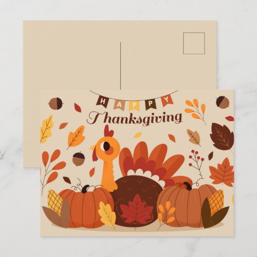 Happy Thanksgiving Postkarte (Vorne/Hinten)