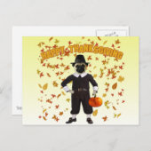 Happy Thanksgiving Pug Postcard Feiertagspostkarte (Vorne/Hinten)
