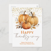 Happy Thanksgiving Pumpkin Business Feiertagspostkarte (Vorne/Hinten)