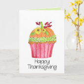 Happy Thanksgiving Pumpkin Cupcake Karte (Gelbe Blume)