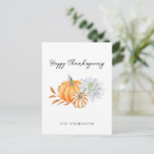 Happy Thanksgiving Pumpkin Fall Elegant Postkarte (Stehend Vorderseite)