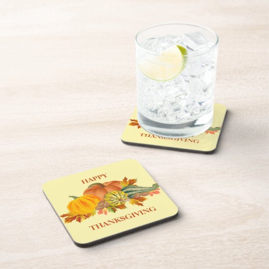 Happy Thanksgiving Pumpkin Getränkeuntersetzer (Rechte Seite)