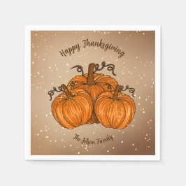 Happy Thanksgiving Pumpkin Glitzer Paper Napkin Serviette