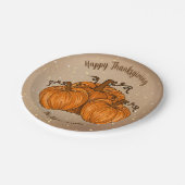 Happy Thanksgiving Pumpkin Glitzer Paper Plate Pappteller (Schrägansicht)