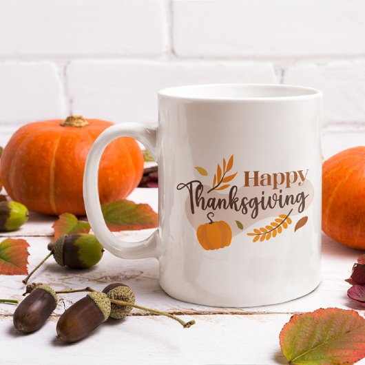 Happy Thanksgiving Pumpkin Herbstlaubs Kaffeetasse