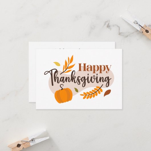 Happy Thanksgiving Pumpkin Herbstlaubs Karte (Vorderseite/Rückseite Beispiel)