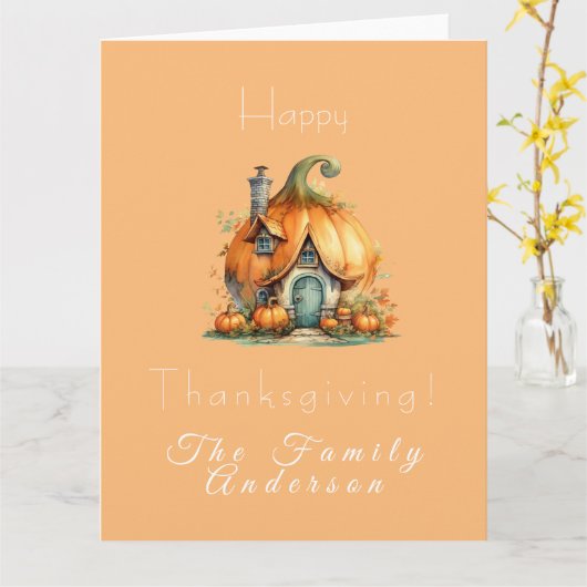 Happy thanksgiving pumpkin house yellow karte (Gelbe Blume)